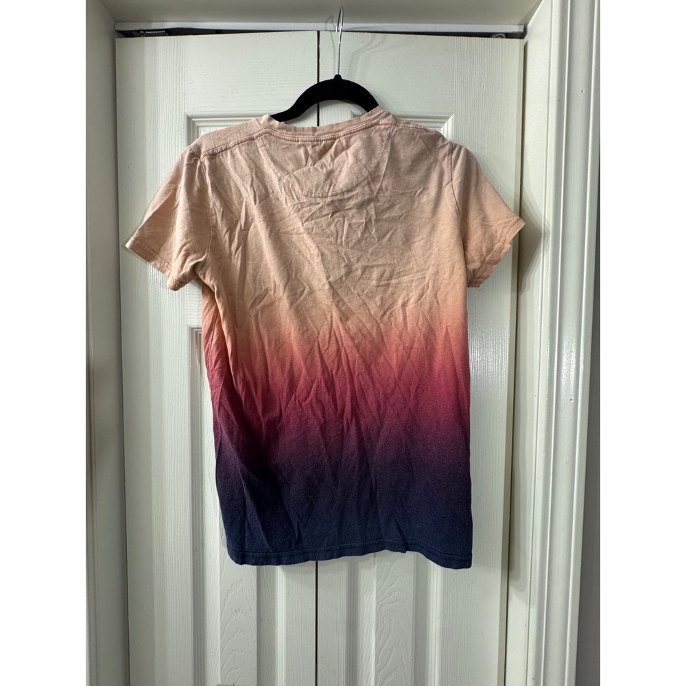 Hollister Mens Must-Have Collection Ombre Sunset T-Shirt Peach Pink Navy Small - Picture 7 of 7